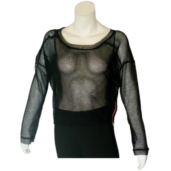 Women Black Fishnet Shirt with side zippers - Picture 1 of 1